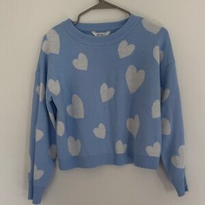 No Boundaries Blue and White Heart Sweater